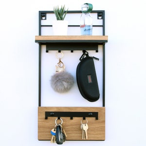 Industrial Metal Shelf, key shelf, Wooden shelf, Key holder, Wall Organizer, shelf for glasses