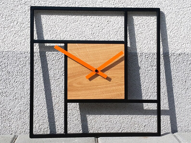 Large Metal wood wall clock 12.60 32cm Metal Loft Etsy
