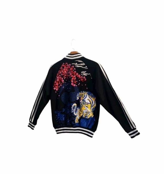 Vintage Japanese Hilter Gress Sukajan Crewneck Sweatshirt Printed Full Print Tiger Front Back Japanese Designer 2XLarge Size Vintage Shirt.