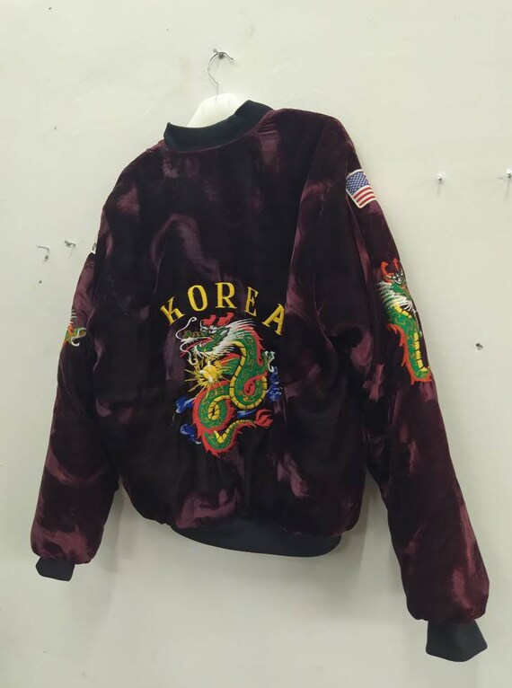KOREA WAR Vintage 60s Japanese Embroidery Velvet J