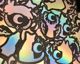 lunar animals holographic stickers