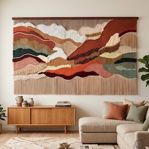 Macrame Fiber Wall Hanging, Boho Wall Art, Housewarming Gift, Handmade Cotton Wall Decor, Extra Large Hand-Dyed Macrame Wall Hanging