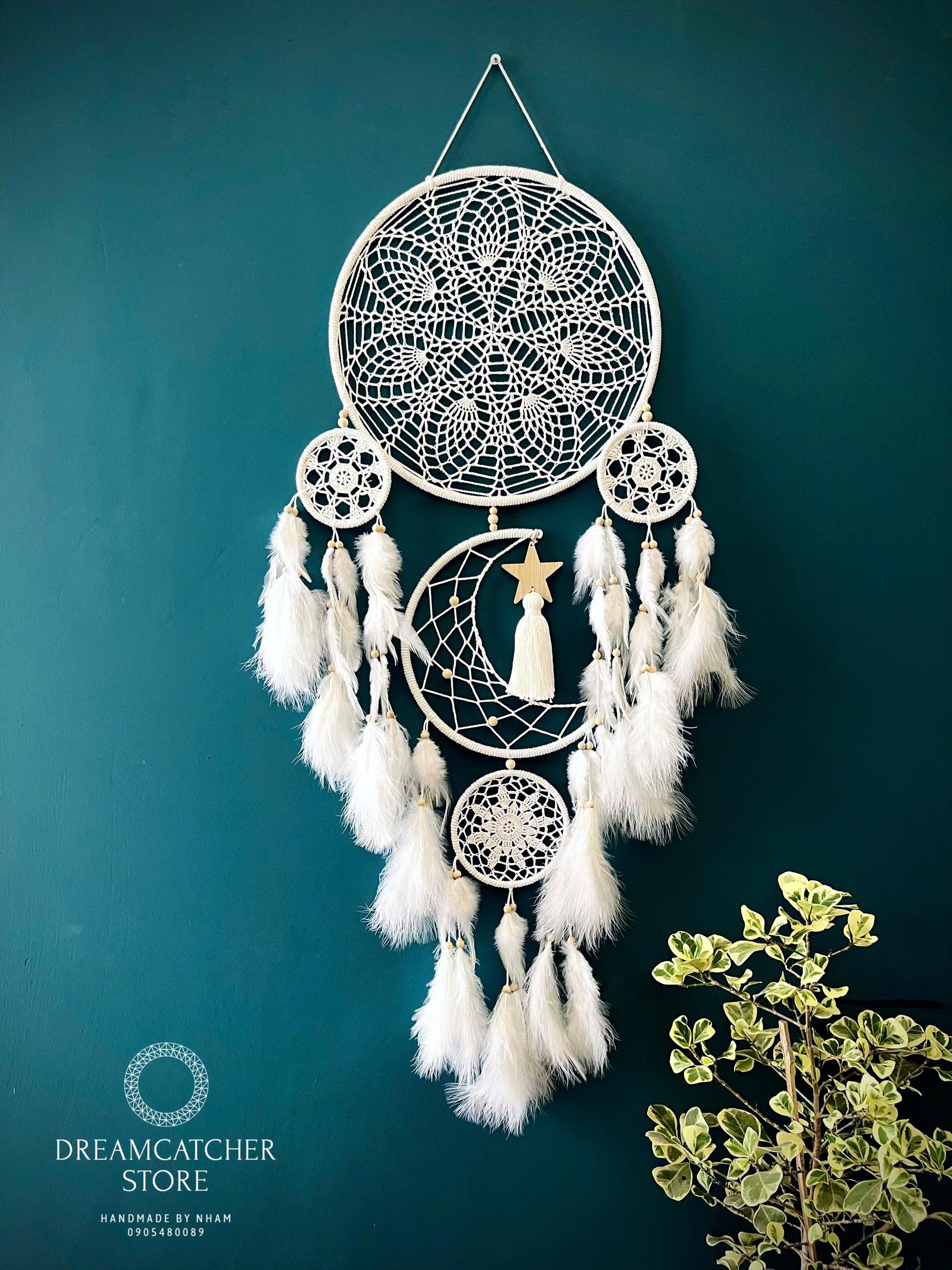 Large Moon & Stars Dreamcatcher: Boho Bedroom Wall Hanging - Etsy