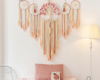 Tree of Life Dreamcatcher - Large Handmade Wall Hanging - Spiritual Gift for Her, Unique Home Decor, Boho Rustic Wall Art