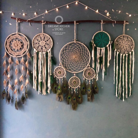 Large Wall Hanging Dreamcatcher Set , Big Dreamcatcher, Wall Dreamcatcher,  Bedroom Ash Dreamcatcher, Pretty Dreamcatcher, Baby Bedroom Decor 