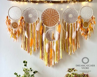 Large Moon & Stars Dreamcatcher: Boho Wall Hanging (51x49")