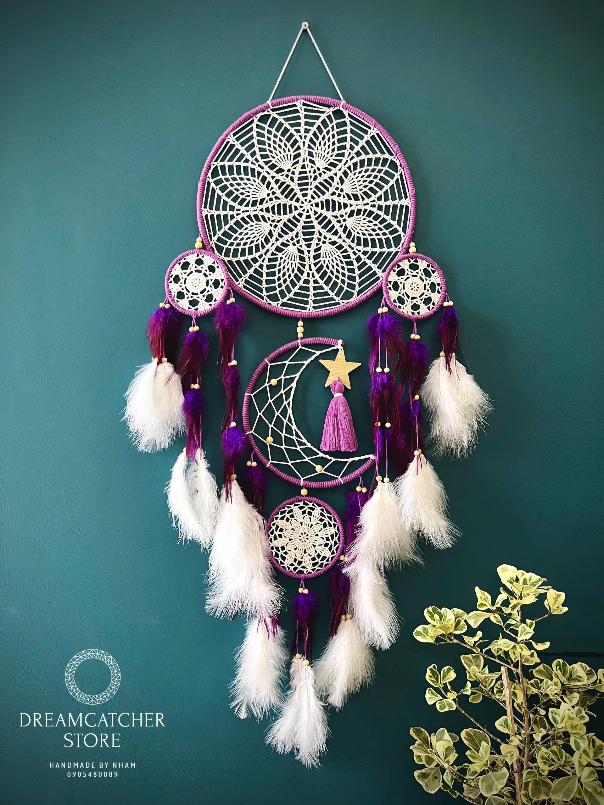 Large Moon & Stars Dreamcatcher: Boho Bedroom Wall Hanging - Etsy