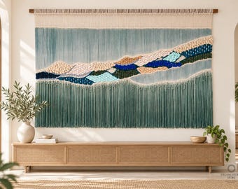 Extra Large Macrame Wall Hanging | Abstract Fiber Art for Hotel, Restaurant, Living Room | Unique Hand-Dyed Textile Headboard Decor