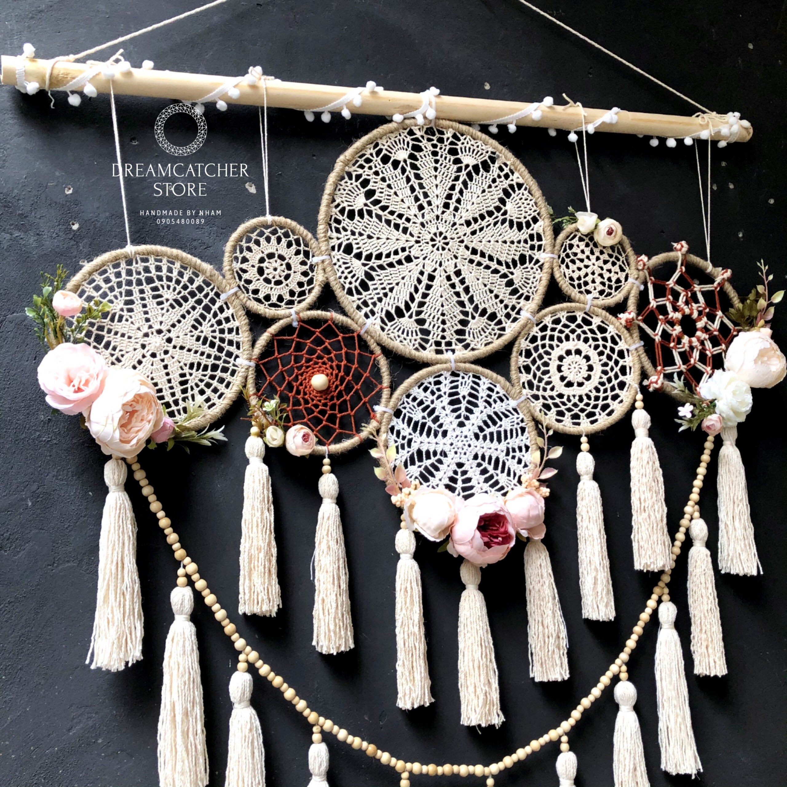 Dream Catcher Wall Hanging, Flower Dreamcatcher, Dreamcatcher
