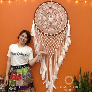 Large Dream Catcher, Macrame Dream Catcher, Dream Catcher Wall Hanging, Macrame Wall Hanging, Giant Dream Catcher, Dreamcatcher White brown