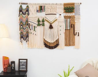 Large Macrame Headboard: Bohemian Wall Art Tapestry (47x35 inches)