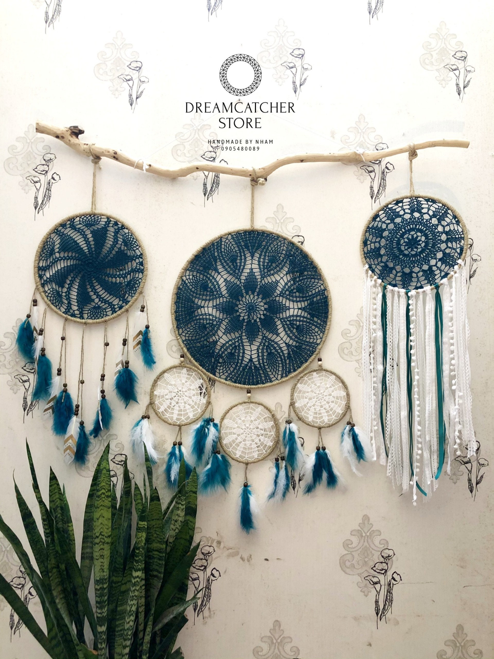Blue Dreamcatcher: Large Boho Bedroom Wall Decor (51.1x47.2 In) - Etsy