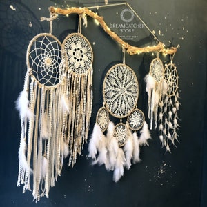 Large wall hanging dreamcatcher set , big dreamcatcher, wall dreamcatcher, bedroom ash dreamcatcher, pretty dreamcatcher, baby bedroom decor image 2