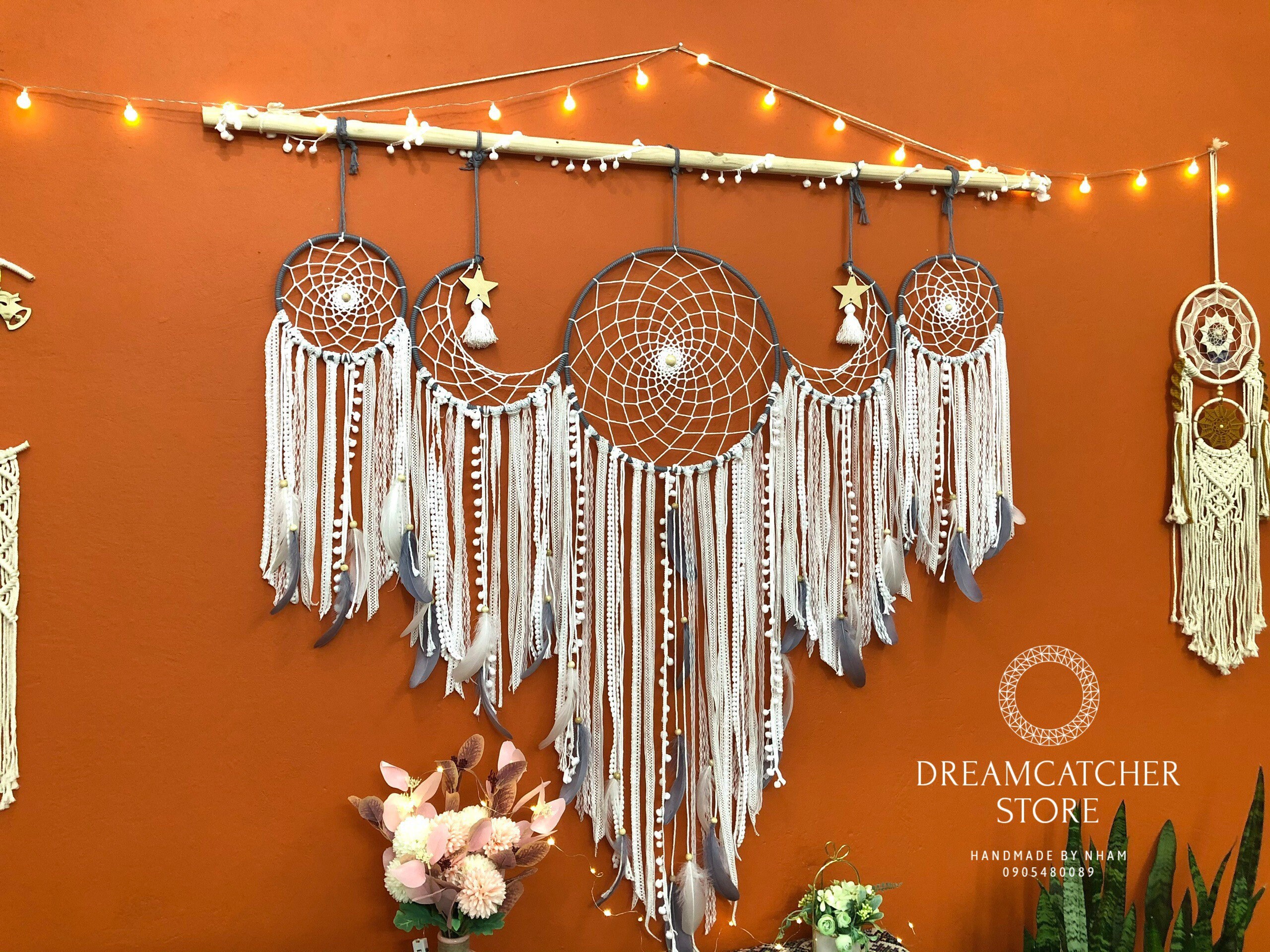 Dream Catchers Boho Wall Decor Moon And Sun Feather Handmade
