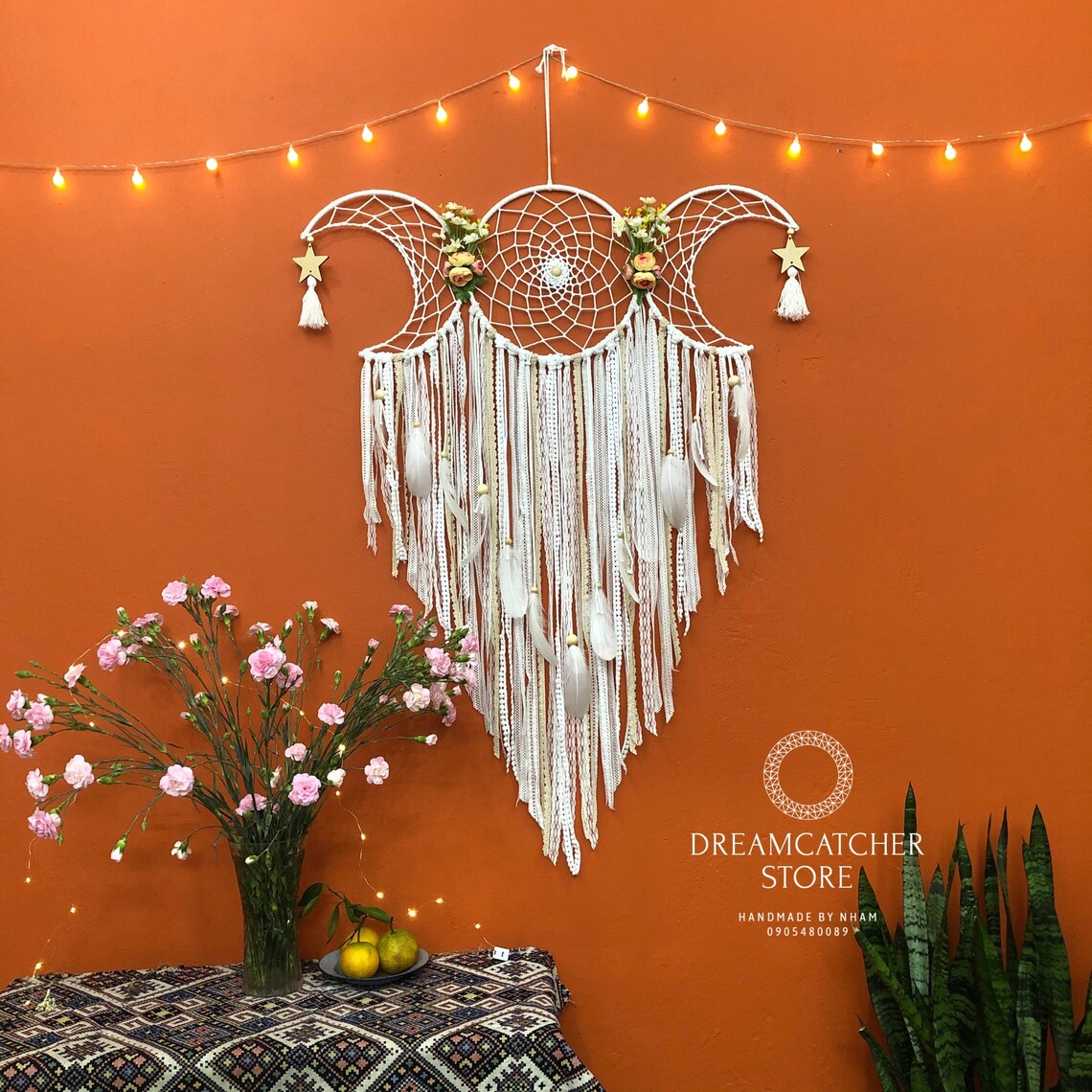 Moon Dream Catcher Moon Dreamcatcher Hanging Headboard Big Etsy