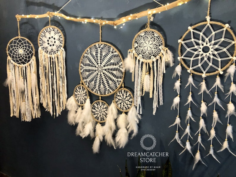 Large wall hanging dreamcatcher set , big dreamcatcher, wall dreamcatcher, bedroom ash dreamcatcher, pretty dreamcatcher, baby bedroom decor image 6