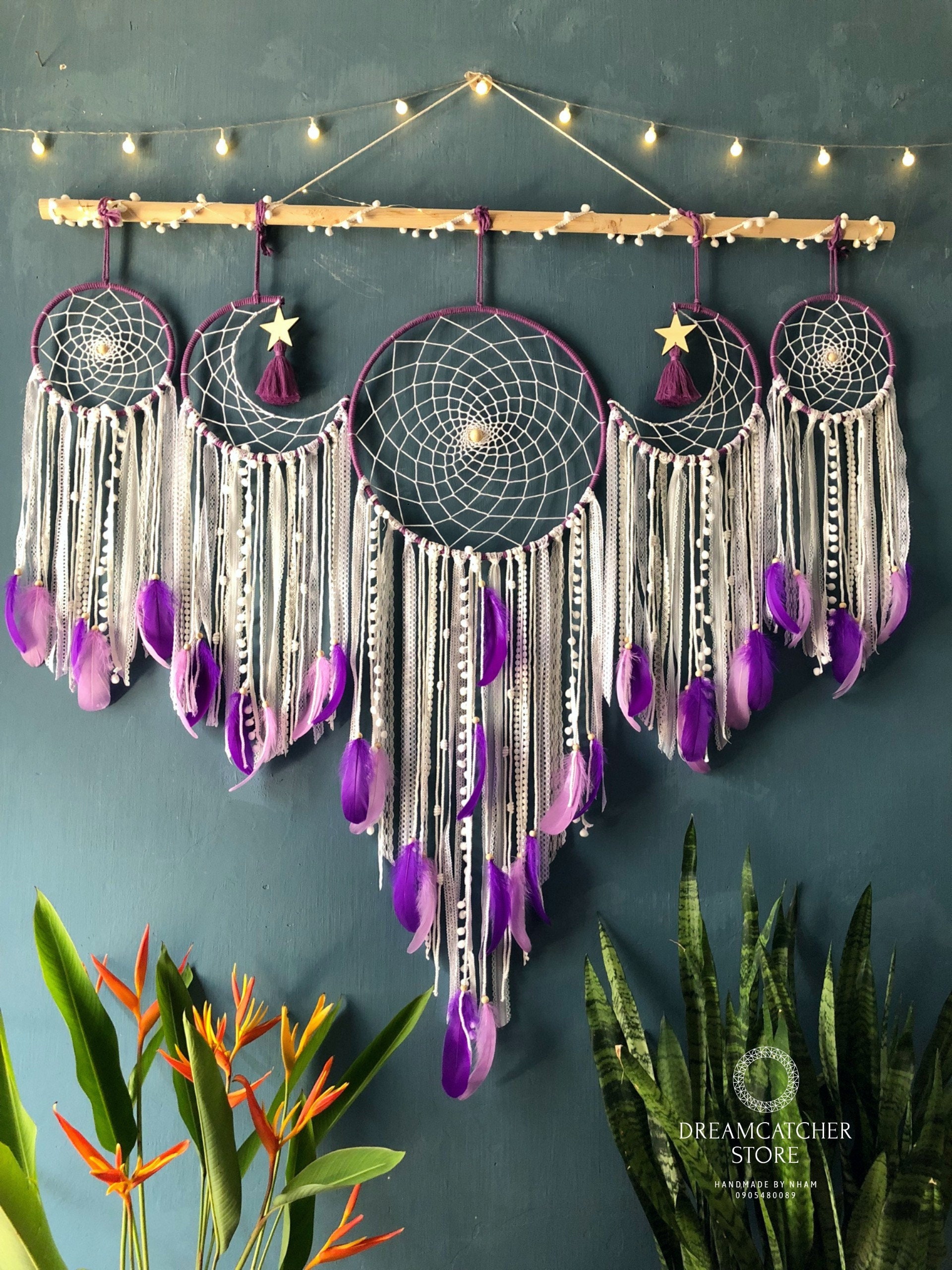 Dreamcatcher Moon and Stars Hanging Over the Bed, Large Dream