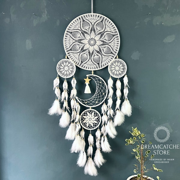 Dreamcatcher moon and stars hanging over the bed, Large Dream Catcher, Dream Catcher Wall Hanging, Giant Dream Catcher, Dream catcher Active