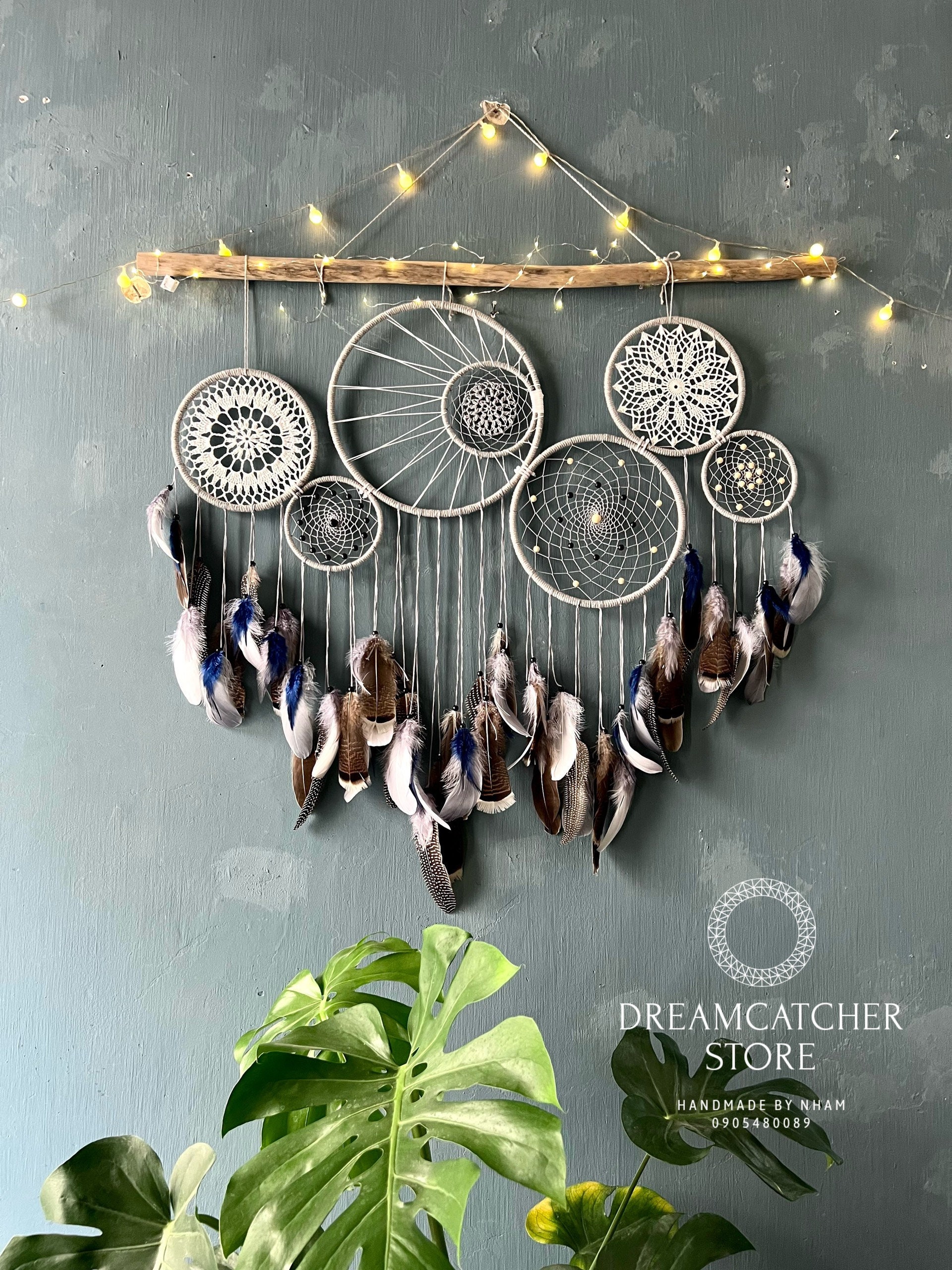 Large Dreamcatcher Hanging Over the Bed, Large Dream Catcher