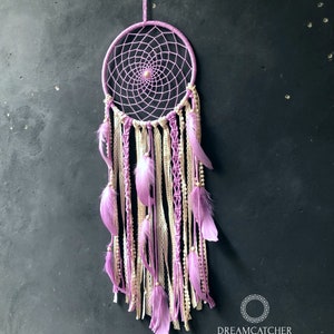 Large Purple Dream Catcher Macrame Wall Hanging Boho Decor Etsy 