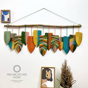Large Boho Macrame Feather Wall Hanging: Colorful Home Decor