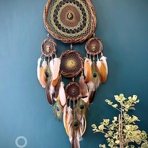 Boho Dreamcatcher Wall Hanging – Headboard & Bedroom Decor, Handmade Gift for Christmas, Holidays, Bohemian Lovers