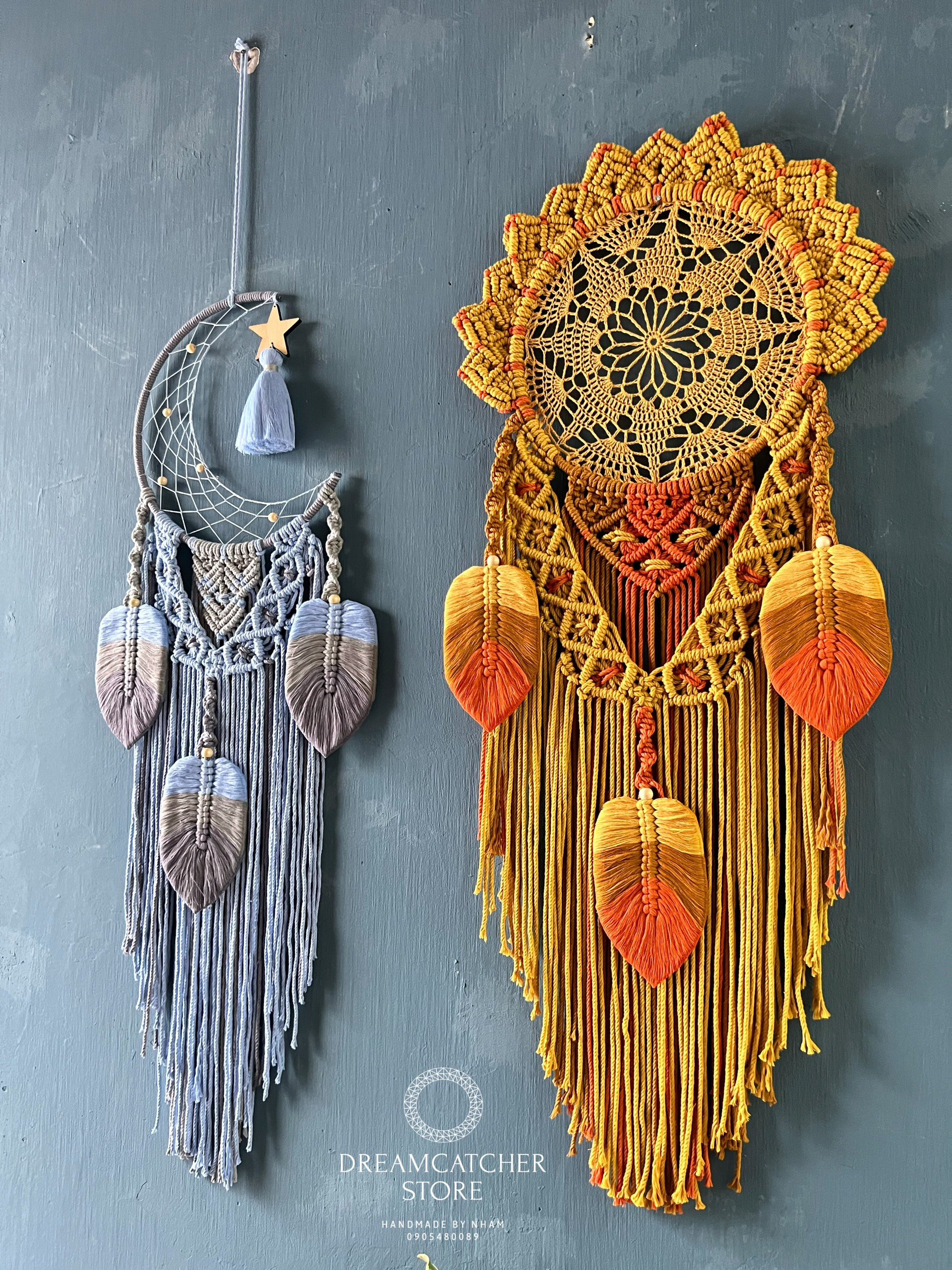 Macrame Dream Catcher Set: Moon and Sun Wall Hanging - Etsy