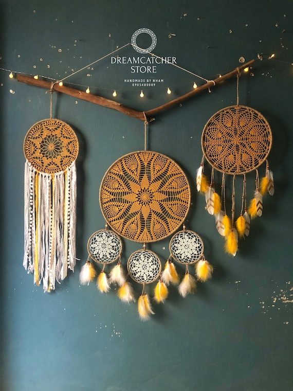 Blue Dreamcatcher: Large Boho Bedroom Wall Decor (51.1x47.2 In) - Etsy