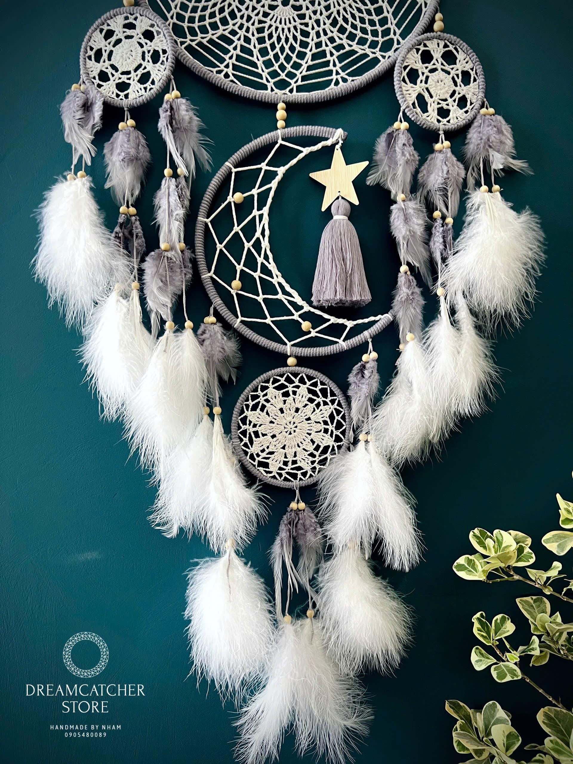 Large Moon & Stars Dreamcatcher: Boho Bedroom Wall Hanging - Etsy