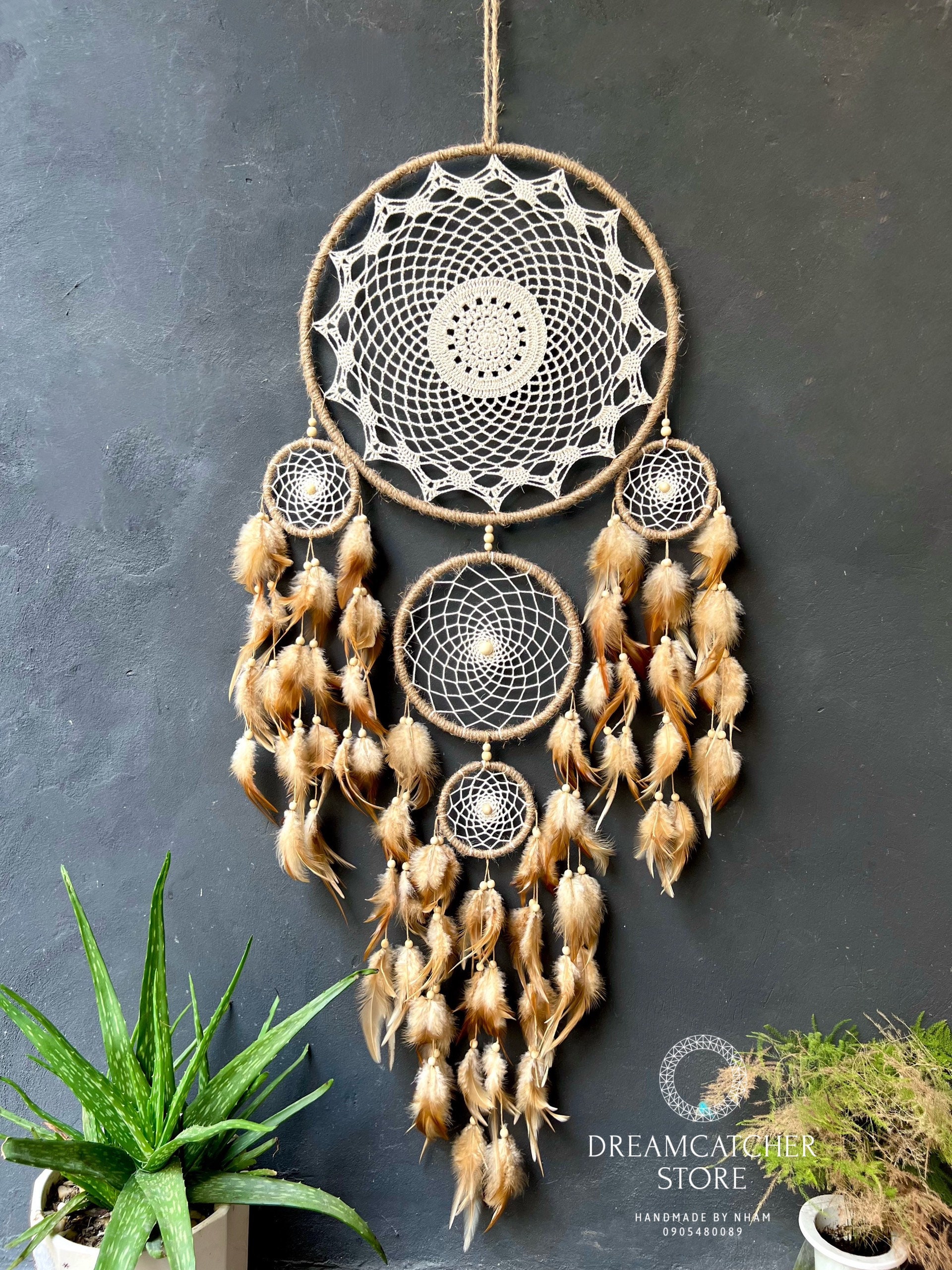 Large Macrame Dream Catcher: Feather Wall Hanging (21x47.2 Inch