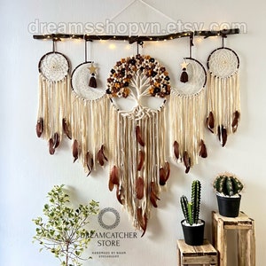 Boho dreamcatcher, native dreamcatcher, boho home decor, gift for mom, quartz stone dreamcatcher, feather dreamcatcher, Flower dreamcatcher
