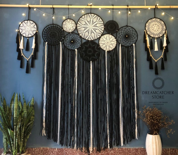 Large Wall Hanging Dreamcatcher Set , Big Dreamcatcher, Wall Dreamcatcher,  Bedroom Ash Dreamcatcher, Pretty Dreamcatcher, Baby Bedroom Decor 