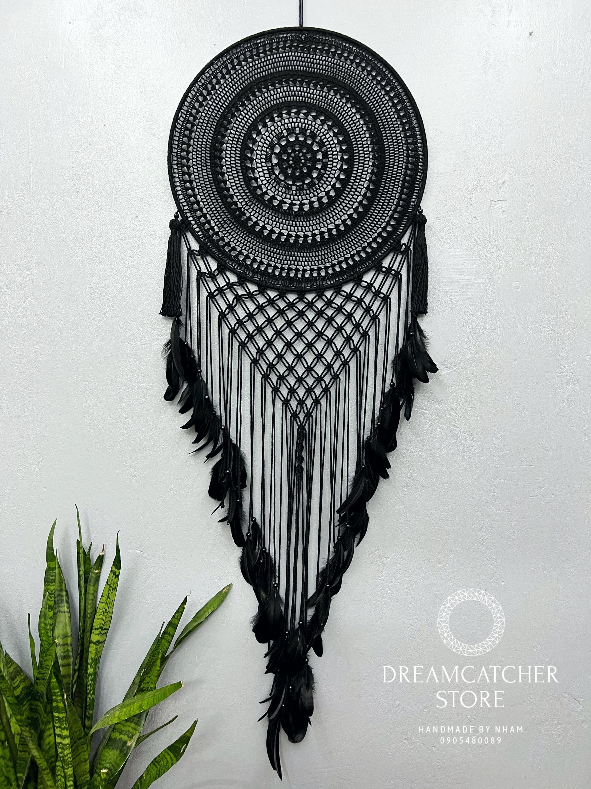 Large Black Dreamcatcher: Boho Bedroom Wall Decor (23.6x68.8 In