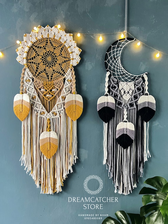 Macrame Moon and Sun Dream Catcher Set: Boho Wall Decor - Etsy