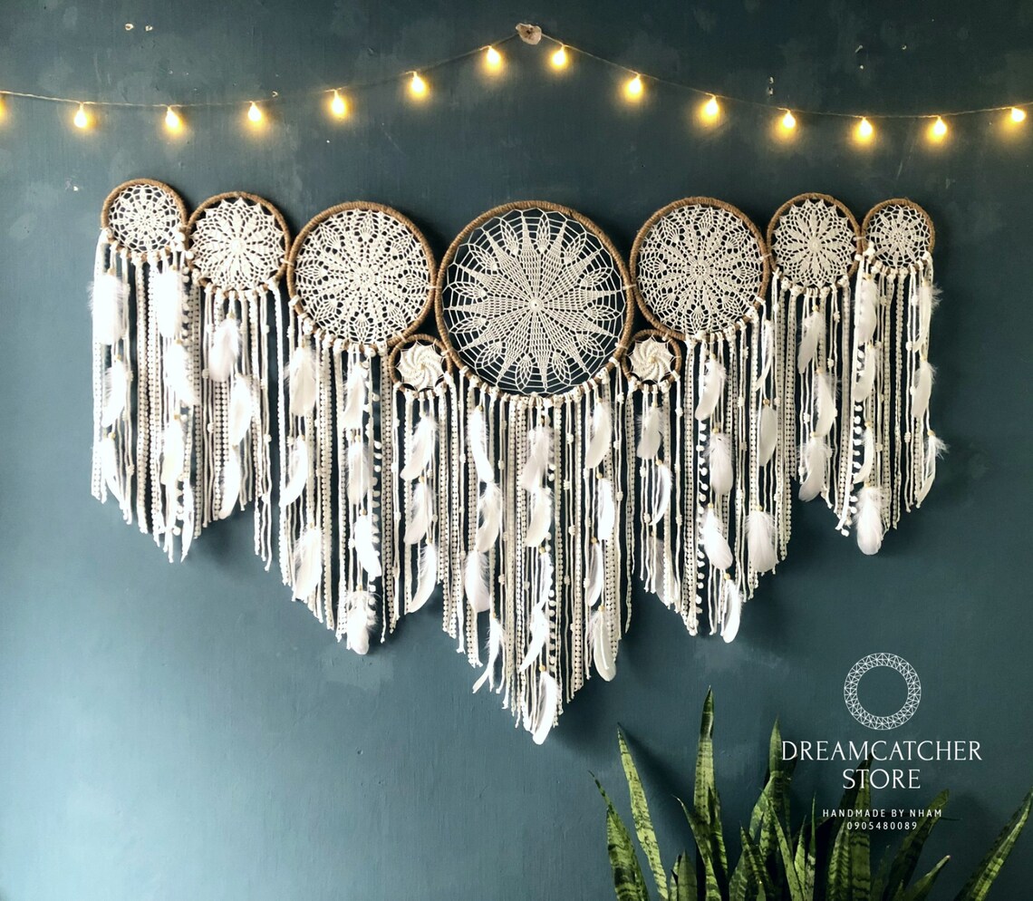 Large Dreamcatcher Hanging Over the Bed Large Dream Catcher - Etsy