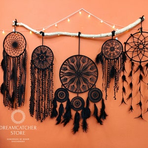 Large wall hanging dreamcatcher set , big dreamcatcher, wall dreamcatcher, bedroom ash dreamcatcher, pretty dreamcatcher, baby bedroom decor Black