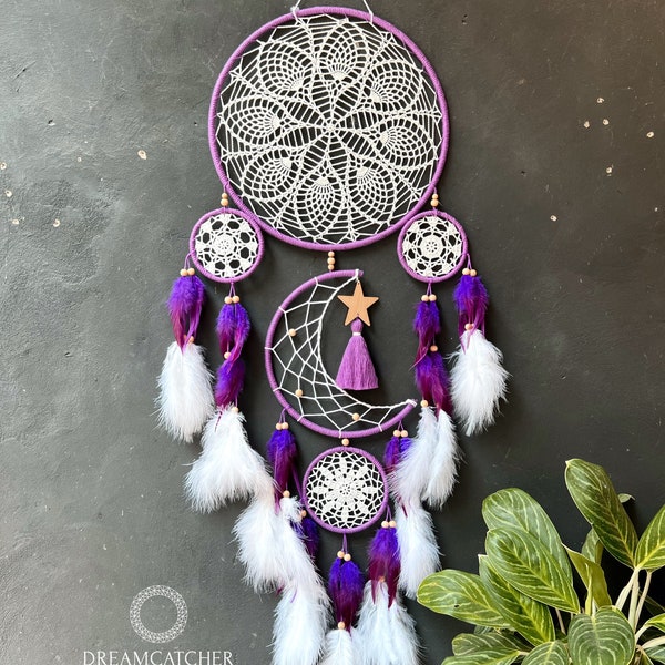 Dreamcatcher moon and stars hanging over the bed, Large Dream Catcher, Dream Catcher Wall Hanging, Giant Dream Catcher, Dream catcher Active