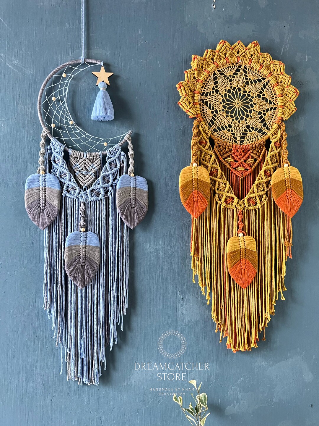 Dream Catcher Macrame Moon and Sun Wall Hanging Moon Sun Wall - Etsy