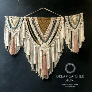 Large Macrame Wall Hanging: Boho Woven Art, Wedding Decor (47.2x35.4 in)