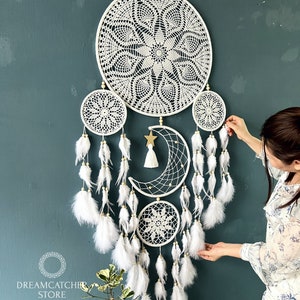 Dreamcatcher Moon and Stars Hanging Over the Bed, Large Dream Catcher ...