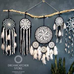 Large wall hanging dreamcatcher set , big dreamcatcher, wall dreamcatcher, bedroom ash dreamcatcher, pretty dreamcatcher, baby bedroom decor Black and white