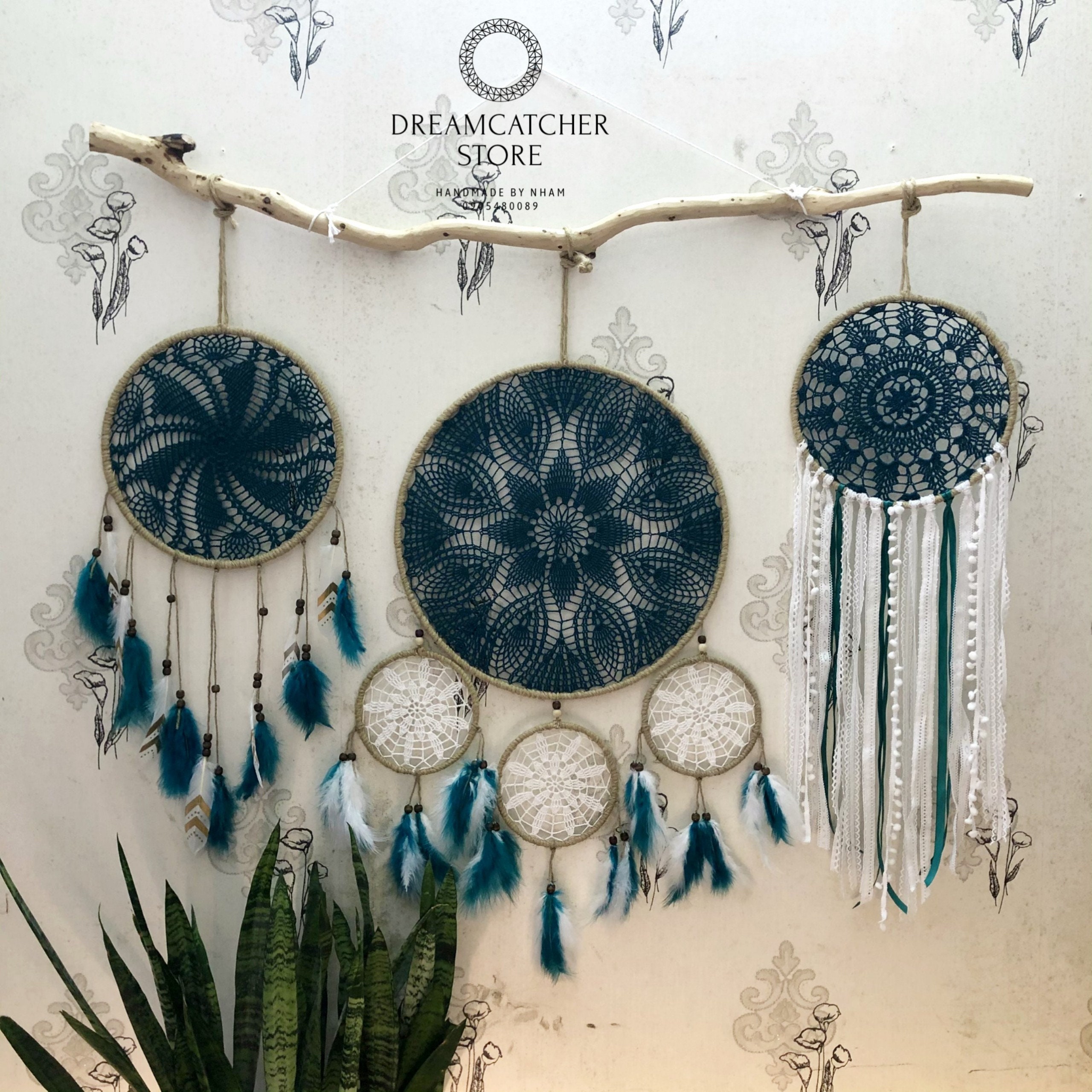 Blue Dreamcatcher: Large Boho Bedroom Wall Decor (51.1x47.2 In) - Etsy