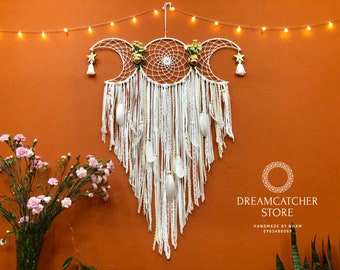 Christmas Gift Dreamcatcher - Handmade Boho Wall Decor with Feathers & Beads - Bedroom Decor, New Year Gift for Her, Aesthetic Room Decor