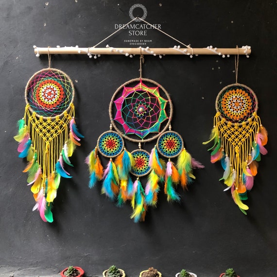 Dreamcatcher Wall Hanging Rainbow Dream Catcher Catchers Etsy