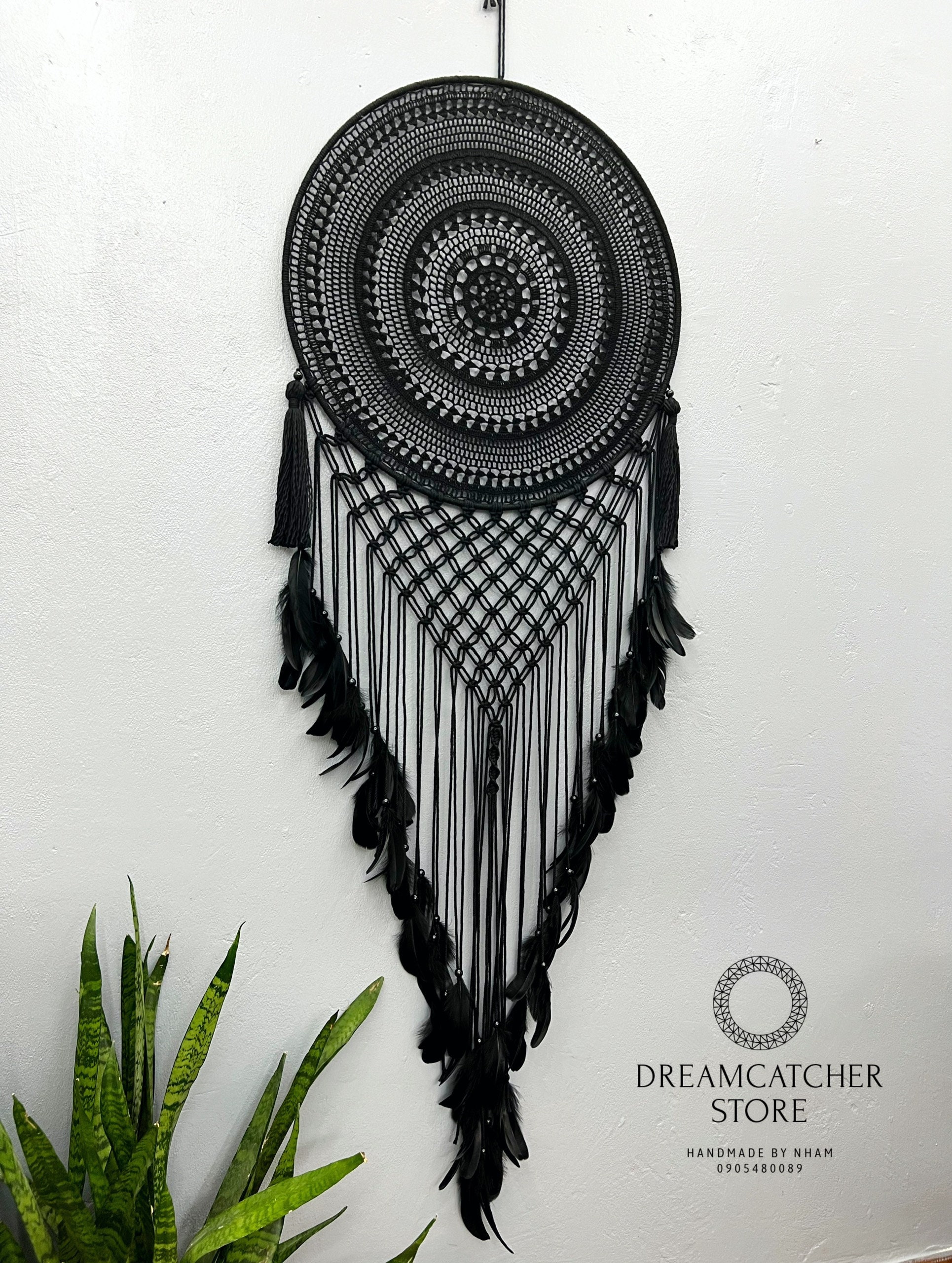 Large Black Dreamcatcher: Boho Bedroom Wall Decor (23.6x68.8 In