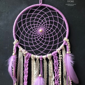 Large Purple Dream Catcher Macrame Wall Hanging Boho Decor Etsy 