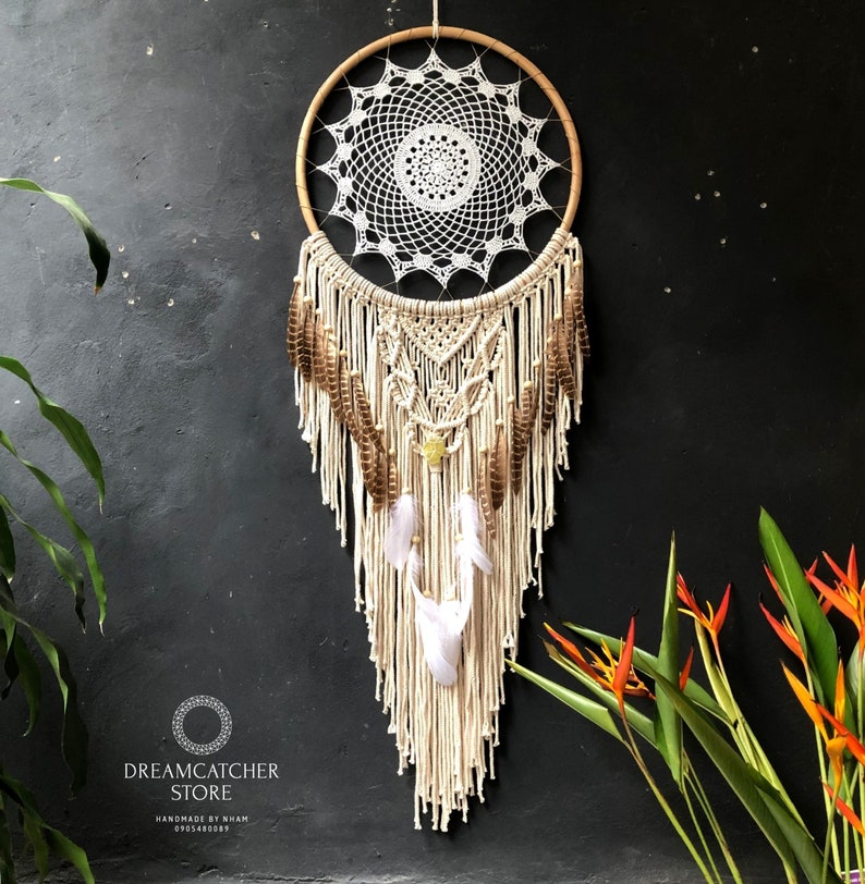 Dream Catcher Large Rough Quartz Stone Dream Catcher Wall Etsy