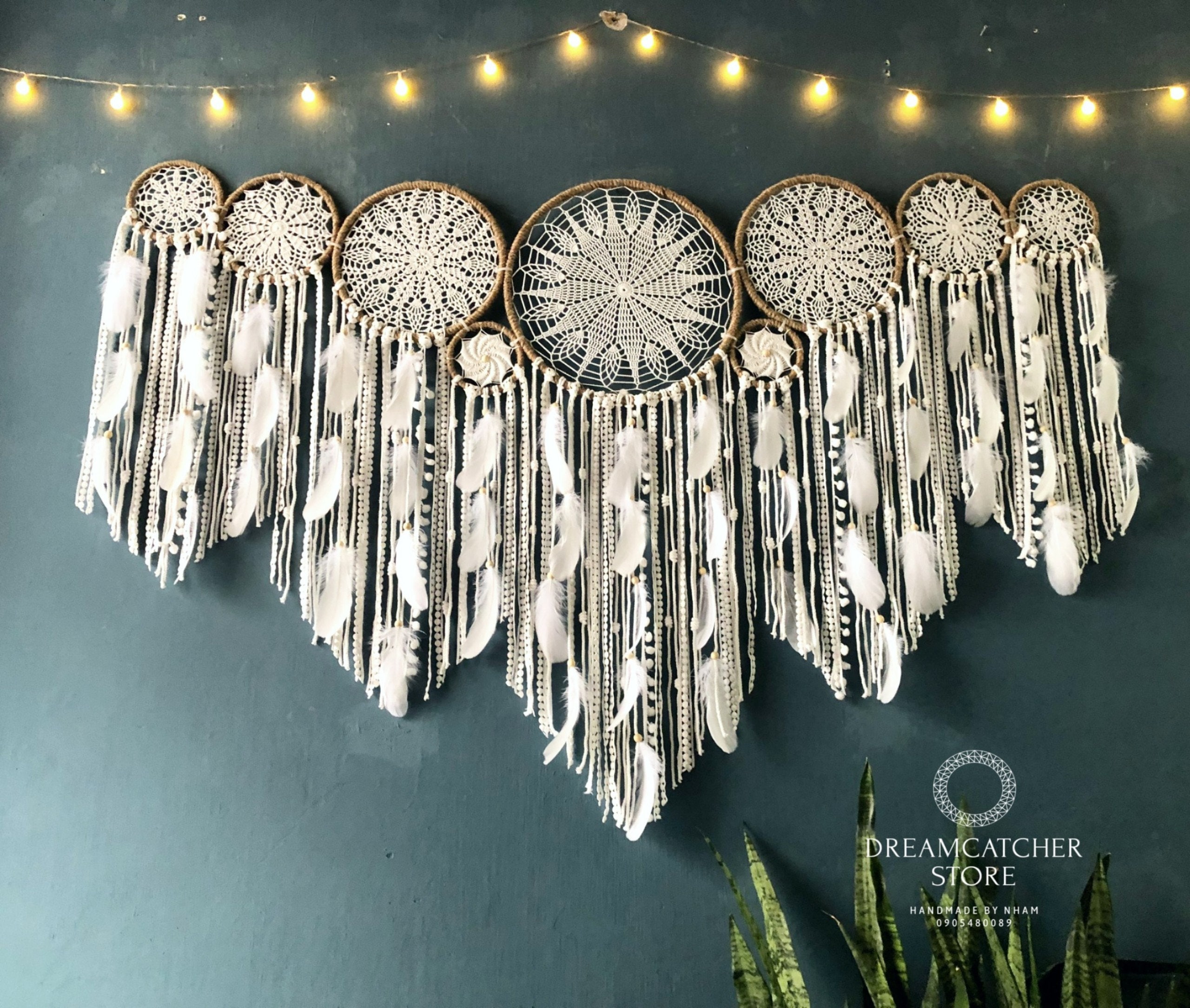 Large Dreamcatcher Hanging Over the Bed, Large Dream Catcher