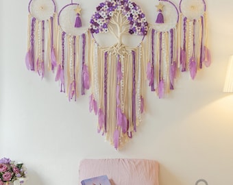 Tree of Life Dreamcatcher - Large Handmade Wall Hanging - Spiritual Gift for Her, Unique Home Decor, Boho Rustic Wall Art