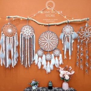 Large wall hanging dreamcatcher set , big dreamcatcher, wall dreamcatcher, bedroom ash dreamcatcher, pretty dreamcatcher, baby bedroom decor gray and white